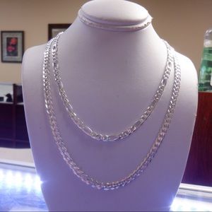 New Sterling  silver Figaro and Cuban chains